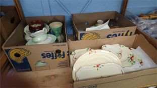 Three boxes of assorted china