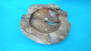 A carved wooden bowl