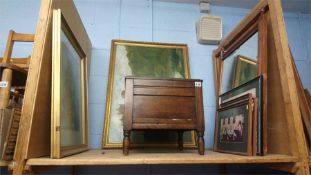Assorted pictures and a commode