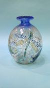 A Studio glass vase by Johnolyth Ernst Hantich & Co. decorated with fish and dragonflies, signed