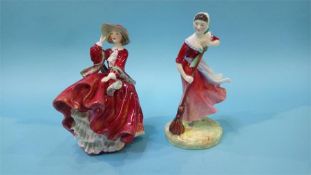 Two Royal Doulton figures 'Top O' The Hill' and 'Autumn'
