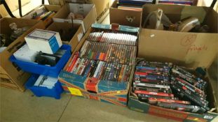 Two boxes of DVDs and six boxes of sundries