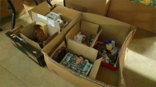 Two boxes of dolls furniture
