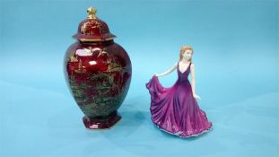Boxed Royal Doulton figure and a Wilton Ware vase and lid