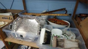 Four boxes including silver plate, china etc.