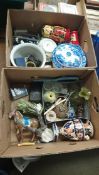 Two boxes of china and various sundries
