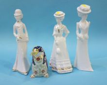 Three Spode figures and a Royal Crown Derby Platypus paperweight