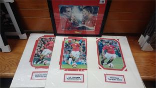 A box of signed football autographs to include; Jamie Carragher, Steven Gerrard, Ryan Giggs, Rio