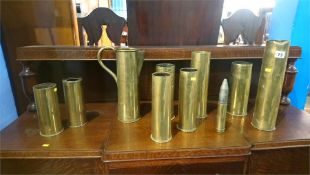 Quantity of brass trench art and shells