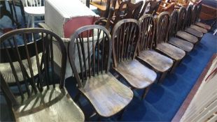 Ten Windsor stick back chairs