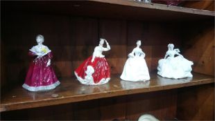 Two Doulton and two Coalport ladies (4)