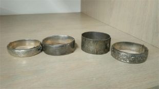 Four silver bangles, weight 187gm