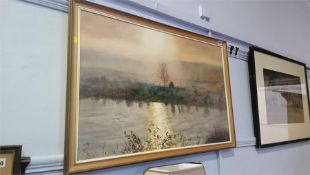 B.W. Coad, oil, Signed, dated 1991, 'Misty Morning on River Tees'
