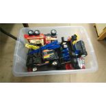 Box of various toy cars