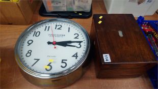 Rosewood box and a clock