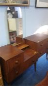 Teak dressing table and teak chest of drawers