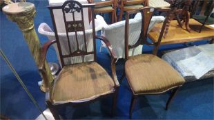 Two Edwardian inlaid chairs
