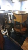 Nest of tables, sewing box, two pedestals etc.