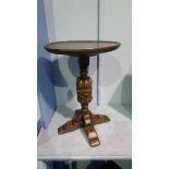 A small Old Charm oak circular carved occasional table. 33cm diameter