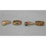 Three 9ct dress rings and one other, total weight 8.7grams