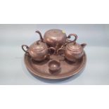 A pewter five piece tea set, 'Tehyee Pewter Swatow'