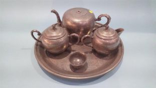 A pewter five piece tea set, 'Tehyee Pewter Swatow'