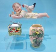 A Continental bisque porcelain figure of a baby, some Royal Doulton, Maling etc.
