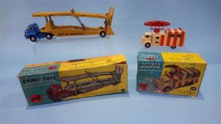 Corgi toys: 1101 car transporter and 1106 Decca mobile airfield radar