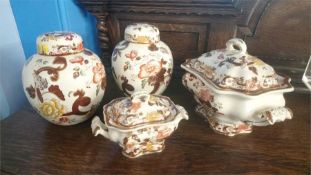 A pair of Masons ginger jars and two tureens (4)