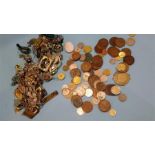 Various coins and assorted costume jewellery