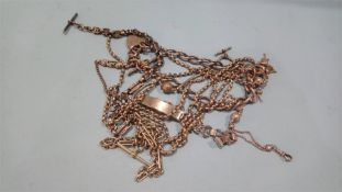 A silver Albert and other chains
