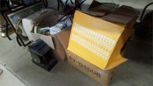 Two boxes assorted, sewing machine etc.