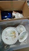 Two boxes assorted china, Pillivuyt porcelain etc.
