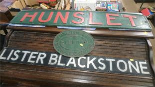 Hunslet' plates and 'Lister Blackstone' plate