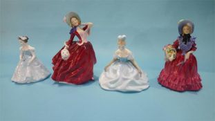 Four Royal Doulton Ladies 'Debutante ', HN 2210, 'Autumn Breezes', HN 1934, 'The Bridesmaid', HN