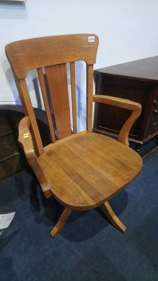 An oak office chair