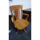 An oak office chair