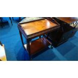 A mahogany tray top tea trolley