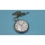 A military issue pocket watch and Albert, the dial signed CYMA, engraved 'G.S.T.P. M 62898' to rear