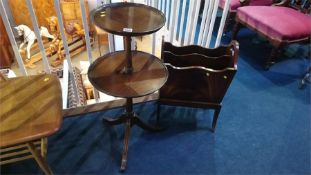 A magazine rack and a two tier occasional table