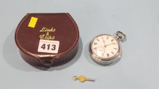 A silver pair cased fusee pocket watch