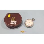 A silver pair cased fusee pocket watch