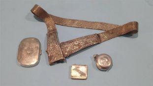 A white metal belt sovereign case etc.