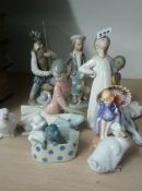 Various Lladro, Nao and Royal Doulton figures