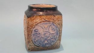 A small Troika square shaped vase, monogrammed S. K. 9cm high