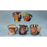 Five Royal Doulton character jugs