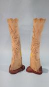 Two Prisoner of War carved bones, decorated with roses and carved Knockaloe, Isle of Man. 25cm