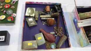 Tray of assorted including a snuff box, an Albert etc.