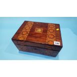 Walnut box containing quantity of costume jewellery