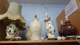 Various lamps, Denby, Masons etc.